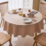GOEXCPL Fleckabweisende runde Tischdecke,Wasserdicht beschichtete Tischdecke,Leicht zu reinigen, Aprikose-B Durchmesser 180 cm