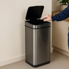 Relaxdays Sensor Mülleimer 60 l Silber