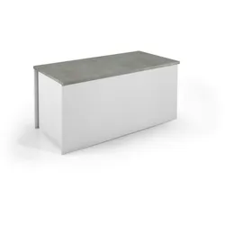 Dmora Koffer Miltonia, Geräumige Mehrzweck - Aufbewahrungsbox, Moderne Brust, 100% Made in Italy, 90x45h45 cm, Weiß und Beton