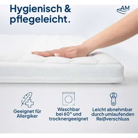 AM Qualitätsmatratzen Lyocell Topper Bezug atmungsaktiv 180 x 200 cm weiß