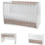 Lorelli Babybett Dream 60 x 120 cm umbaubar Schreibtisch Kinderbett Schaukelbett grau weiß