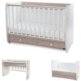 Lorelli Babybett Dream 60 x 120 cm umbaubar Schreibtisch Kinderbett Schaukelbett grau weiß