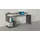 Dmora Schreibtisch Dcalebokol, Linearer Schreibtisch mit Ablagefächern und LED-Leuchten, Mehrzweck-Büroschreibtisch mit Platte, 180x60h93 cm, Schiefer