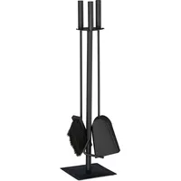 Relaxdays Kaminbesteck 4-teilig schwarz
