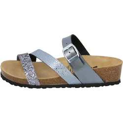 Pantolette LICO "Pantolette Natural Glitter", Gr. 42, grau, Synthetik, Schuhe