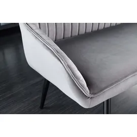 Riess-Ambiente Sitzbank Turin 160cm silbergrau Samt schwarz Metall Armlehne Polsterbank Bank - Grau