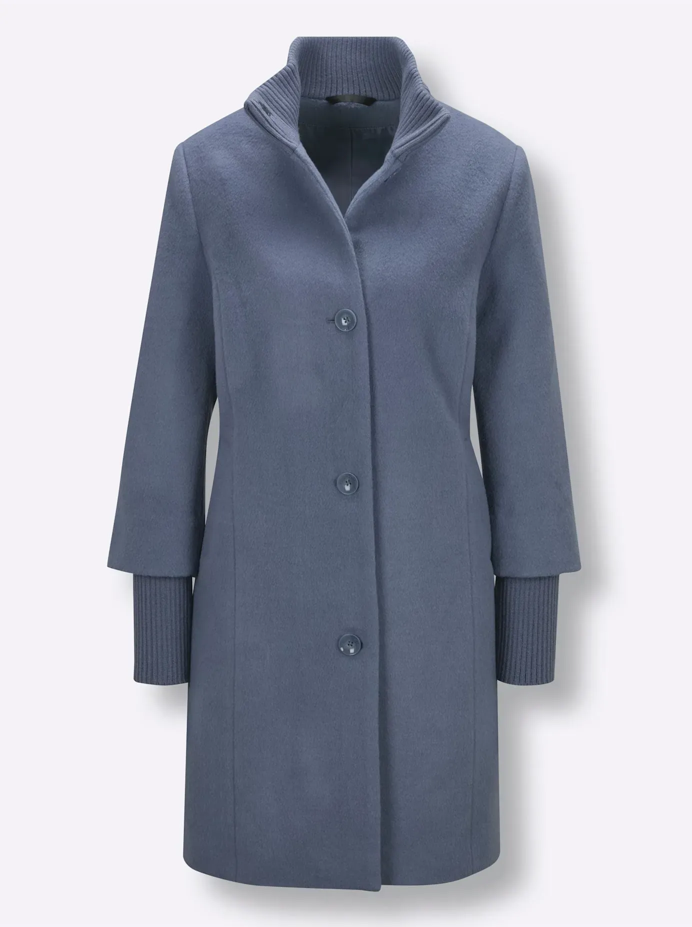 Kurzmantel MANISA, Damen, Gr. 44, taubenblau, 50% Polyester, 50% Wolle, Bündchen:100% Polyacryl, unifarben, unifarben mit Farbeinsatz, unifarben mit Farbeinsätzen, Mäntel Kurzmantel