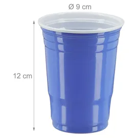 Relaxdays Plastikbecher 0,473 l Blau 200 St.