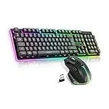 SPIRIT OF GAMER x Ultimate 600 | Gaming Tastatur Maus Set Kabellos Schwarz Wiederaufladbar RGB | DE Layout | Semi Mechanisch | Aluminiumplatte | 4800 DPI Wireless Mouse | Für PS5, PS4, PC, Xbox