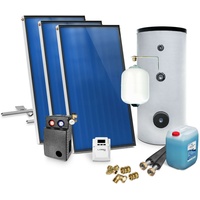 Solaranlage Komplettpaket 3 Kollektoren, 400 l Solarspeicher Solarpaket Komplett