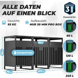 All Mülltonnenbox 3er 150 cm grau
