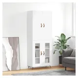 furnicato Highboard Weißes aus Holzwerkstoff und Metall 69,5 x 34 x 180 cm (1 St), Stabiler Schrank mit viel Stauraum und feuchtigkeitsbeständiger Fläche weiß 69.5 cm x 180 cm x 34 cm