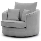 S-Style Drehsessel Ted Bouclé 107 x 94 x 0 cm Grau drehbar mit Kissen