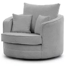 S-Style Drehsessel Ted Bouclé 107 x 94 x 0 cm Grau drehbar mit Kissen