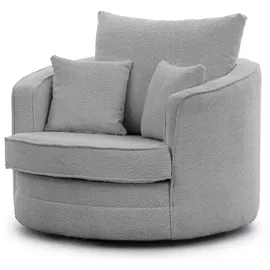 S-Style Drehsessel Ted Bouclé 107 x 94 x 0 cm Grau drehbar mit Kissen