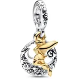 Pandora Disney Tinker Bell Nachthimmel Charm-Anhänger aus Sterlingsilber mit Zirkonia in der Farbe Silber-Gold, Kompatibel mit PANDORA Moments Armbänder, 762517C01