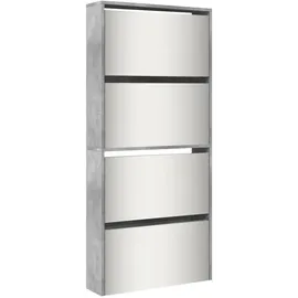 vidaXL Schuhschrank 63 x 134 x 17 cm grau / betongrau mit Spiegel