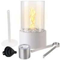Carlo Milano Kamin: Bio-Ethanol-Tischkamin mit Deko-Steinen und 2 Brennkammern, weiß (Tischkamin Ethanol Indoor, Design-Tischkamin für Bioethanol)