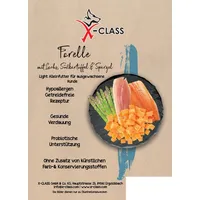 x-class gmbh & co. kg X-CLASS getreidefrei Forelle mit Lachs, Süßkartoffel und Spargel, Trockenfutter Light für ausgewachsene Hunde, 2kg