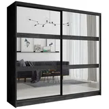 Lomadox Schwebetürenschrank Tortona-166 230 x 215 x 62 cm Schwarz