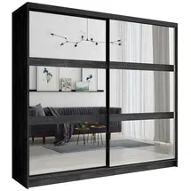 Lomadox Schwebetürenschrank Tortona-166 230 x 215 x 62 cm Schwarz