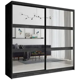 Lomadox Schwebetürenschrank Tortona-166 230 x 215 x 62 cm Schwarz