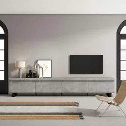 SKRAUT HOME Wohnzimmer TV-Schrank, Viel Stauraum, 320x35x57cm, Großes TV-Format, Industriedesign, Moderner Stil, Zementgrau - 507_2