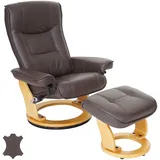 Robas Lund MCA Relaxsessel Halifax, Fernsehsessel Hocker, Echtleder 130kg belastbar ~ braun, naturbraun