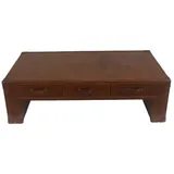 JVmoebel Couchtisch Wohnzimmertisch Truhe Beistelltisch in Vintage Tisch 147x85cm Leder, Made in Europa braun