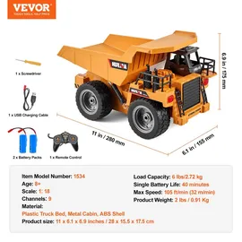 Vevor RC-Baumaschine Muldenkipper 9CH RTR 1:18