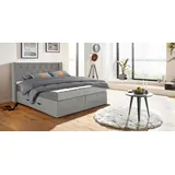 Home Affaire Boxspringbett HOME AFFAIRE "Elegance", grau, B:141cm L:210cm, Samtoptik (100% Polyester);Struktur (100% Polyester), Komplettbetten, Boxspringbett, mit schöner Knopfheftung, in den Härtegraden H2 & H3, inkl. Schubladen