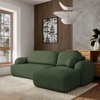 masseno Eckcouch Polyester mit Schlaffunktion L-Form 3-Sitzer Grün