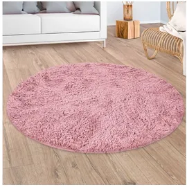 Paco Home Hochflor-Teppich »Silky 591«, rund, Uni Farben, besonders weich und kuschelig, rosa