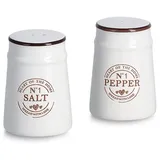 Zeller 19360 Salz-/Pfefferstreuer- Set, 2-tlg., Keramik, weiß, ca. 5 x 6 x 8,8 cm