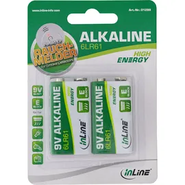 InLine Alkaline High Energy Batterie, 9V Block 6LR61, 2er Pack