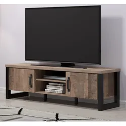 TV-Lowboard "Emile" in Eiche Tabak und schwarz TV Unterteil 166 x 50 cm