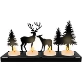 Kerzenhalter Adventskranz, Adventskranz Teelichter, Kerzenständer Metall Modern, Adventskranz länglich mit 4 Kerzenhaltern, für Weihnachtsdeko,Tisch Deko