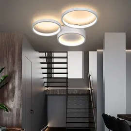 ZMH LED Deckenleuchte Schlafzimmer Deckenlampe - Weiß Warmweiß Schlafzimmerlampe mit 3 Ringe Design 22W Modern Wohnzimmerlampe Deko für Wohnzimm... - Weiß