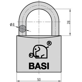 BASI V5091-0050-0010 Vorhängeschloss gleichschließend Profilzylinder-Vorhangschloss