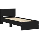 vidaXL Bettgestell mit Kopfteil und LED-Leuchten Schwarz 75x190 cm