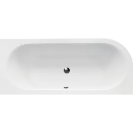 Besco BADLAND Eckbadewanne Rechteck Badewanne Avita RECHTS 170x75 mit Ablaufgarnitur und Füßen + Badkissen Schwarz KODI | BADLAND AVITA - Schwarz/Weiß