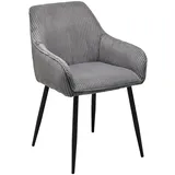 Livetastic Armlehnstuhl Cord, Grau, Schwarz, Metall, Textil, Rundrohr, 56x83x62 cm, inklusive Armlehnen, Esszimmer, Stühle, Esszimmerstühle, Armlehnenstühle