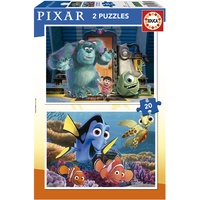 Educa - Puzzle 20 Teile für Kinder ab 3 Jahren | Pixar Filme, 2x20 Teile Puzzle für Kinder ab 3 Jahren, Puzzleset, Kinderpuzzle, Findet Nemo, Monster AG (19673)