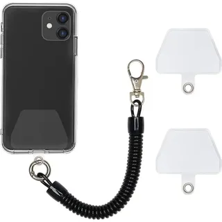 INF Sicherheitsband für Handy / Spiralband mit Karabiner Schwarz - Schwarz