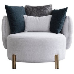 JVmoebel Sessel Weißer Textil Sessel Einsitzer Designer Wohnzimmer Polster Sessel (1-St., 1x Sessel), Made in Europa weiß
