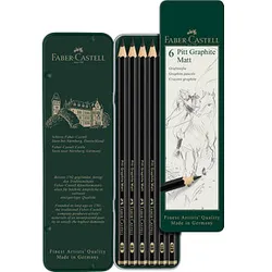 FABER-CASTELL Pitt Graphite Matt Graphitstifte schwarz, 6 St.