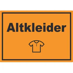 Altkleider Mülltrennung Aufkleber Text Symbol Shirt Hemd Hose A3 (297x420mm)
