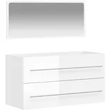 vidaXL Badschrank mit Spiegel Hochglanz-Weiß Holzwerkstoff Modell 2