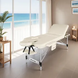 Tectake Massageliege 3 Zonen 212 x 103 x 90 cm Beige