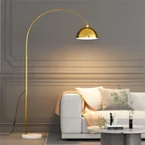 Leomix Moderne, Verstellbare Bogen-Stehlampe Mit Metall-Kuppelschirm Und Marmorsockel Für Das Wohnzimmer – Ecklicht-Bogenlampen Für Schlafzimmer, Wohnzimmer, Büro, 180 cm,Gold